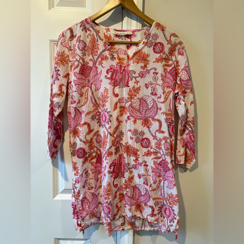 Roller Rabbit Amanda Block Print Tunic Top - Picture 4 of 10